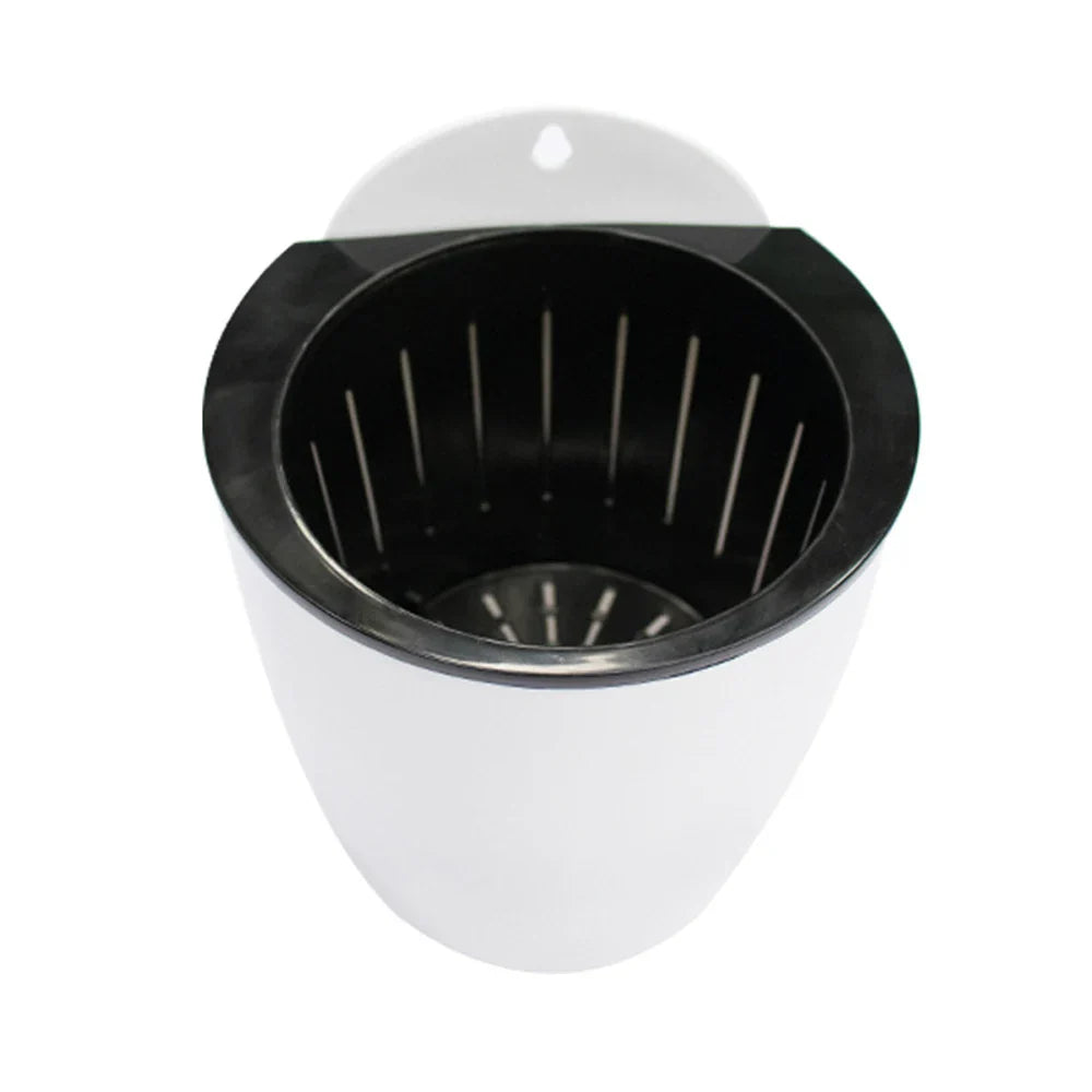 Plant Pot Plastic 18.0 cm White Self Watering Wall Mounted Indoor Outdoor Hanging Planter Hydroponic Herb Succulent Holder | Thomler
