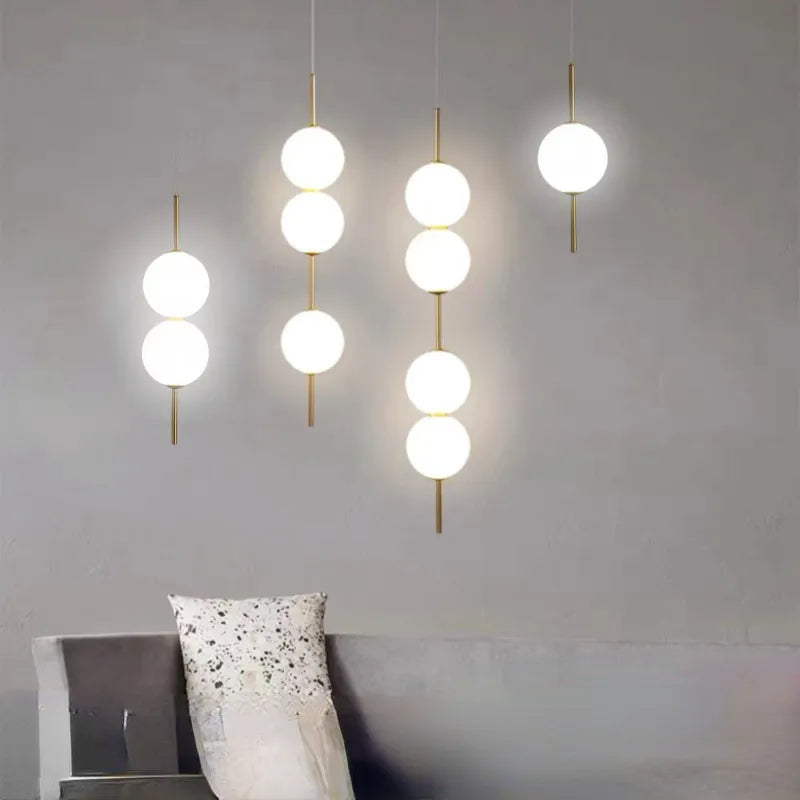 Glass Globe Hanging Light Fixture with Multiple Configurations for Dining Room Kitchen Island Bedroom Contemporary Suspended Ceiling Lamp | Thomler
