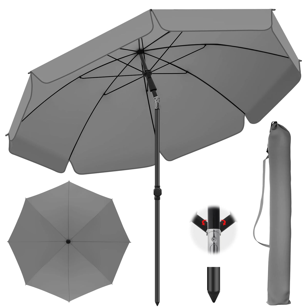 6.5 ft Tilt Patio Umbrella with Carry Bag – Portable UV Protection Canopy for Backyard, Beach & Outdoor Tables | Thomler