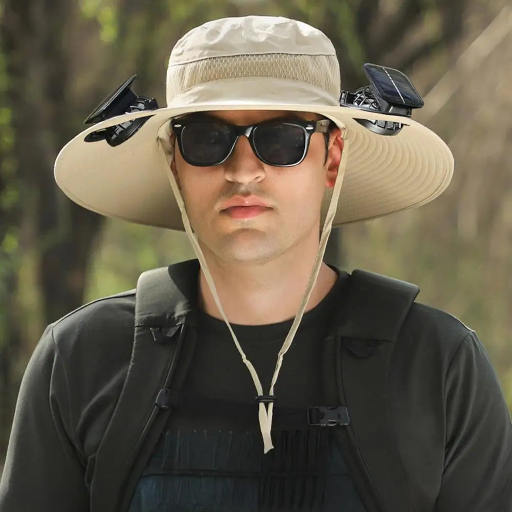 Solar-Powered Fan Hat with Wide Brim for Hiking, Fishing & Outdoor Adventures | Thomler