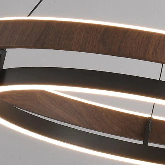 Modern Ring Overhead Lighting with Wood-Grain Metal Frame for Living & Dining Rooms | Thomler