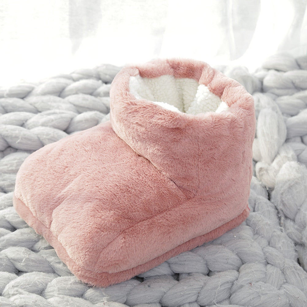 Rechargeable Electric Heated Foot Warmer Slippers with 3 Heat Settings USB Powered Plush Fleece Winter Warming Boots for Cold Feet Home | Thomler
