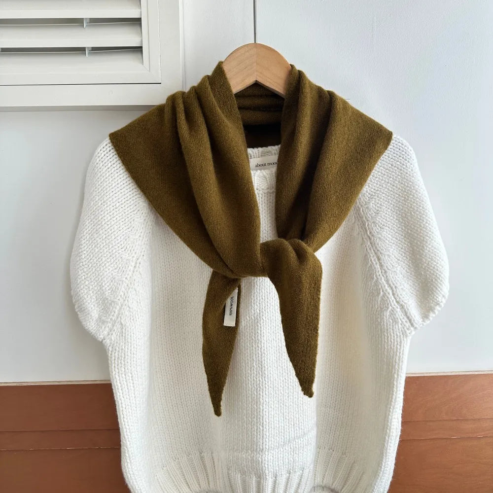 Pure Wool Triangle Scarf for Women – Cold-Weather Neck Wrap & Head Covering – Solid Color Shawl 24×51 in | Thomler