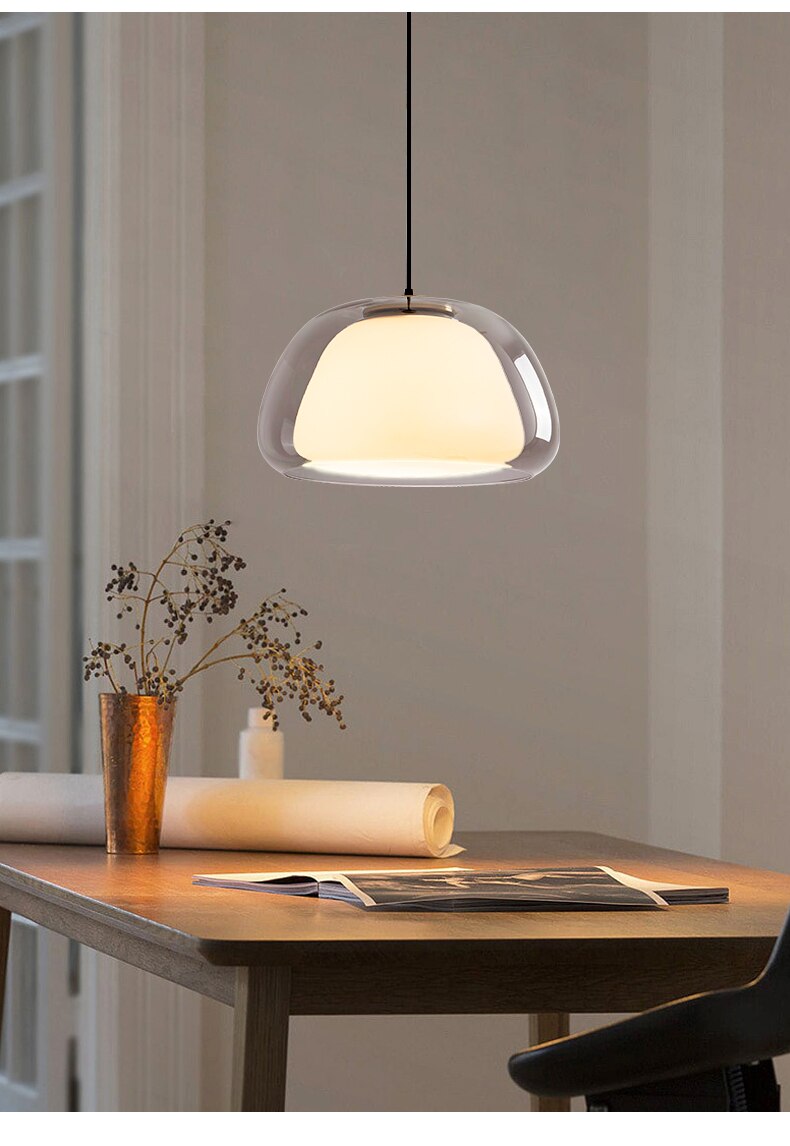 Translucent Globe Hanging Light Fixture Glass Dome Ceiling Lamp for Kitchen Island Dining Room Bedroom Modern | Thomler