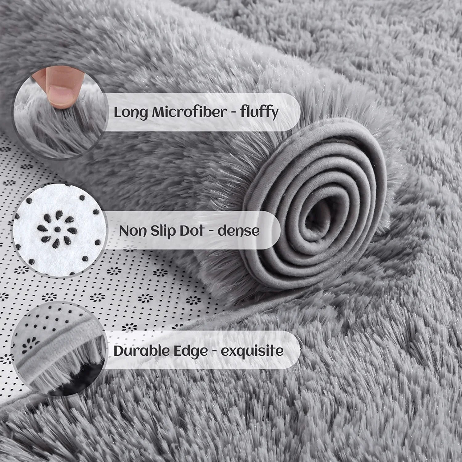 Rug Long Microfiber 80.0 cm x 200.0 cm White Bedroom Living Room Shaggy Non Slip Floor Runner Carpet | Thomler