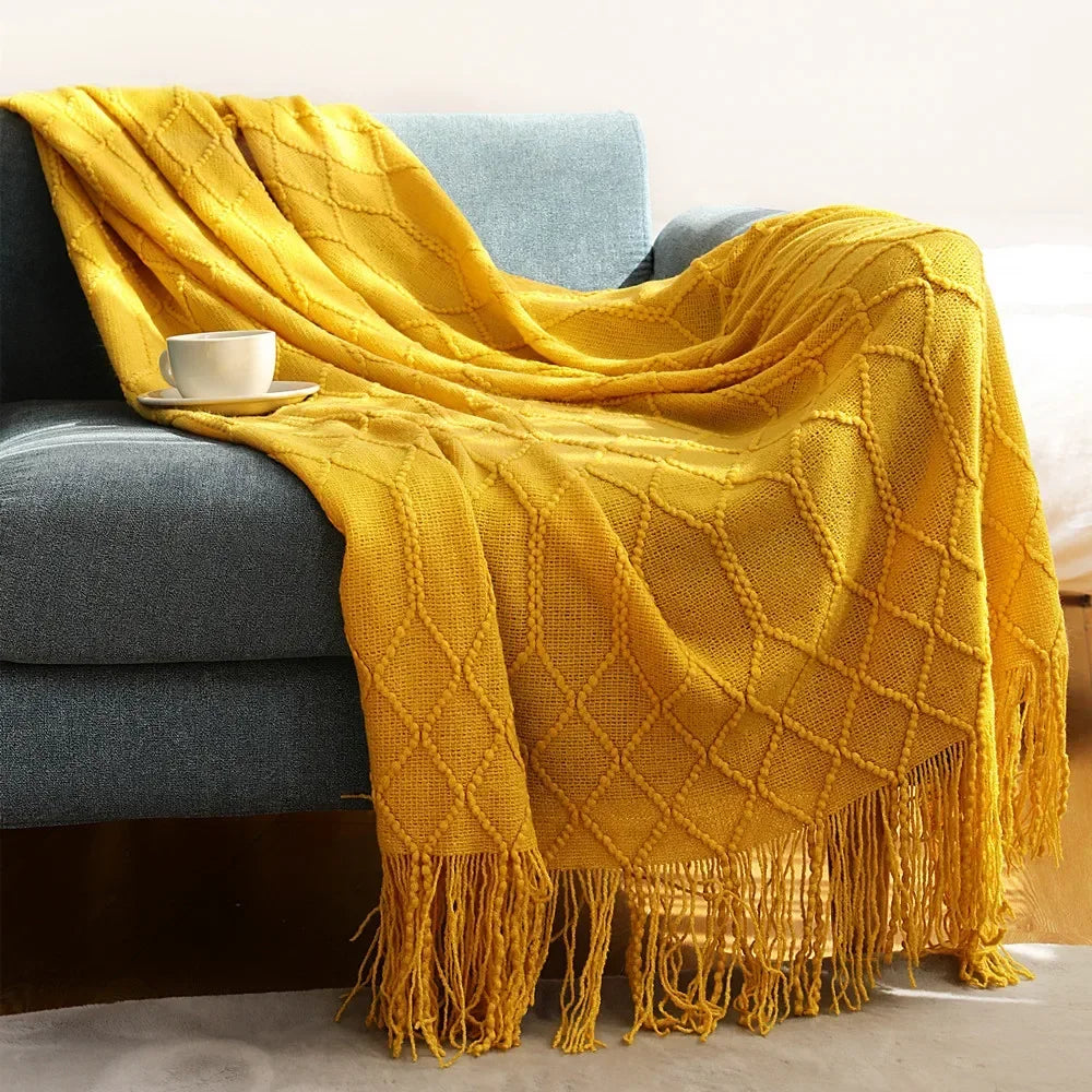 Chunky Knit Throw Blanket – Cozy Acrylic Sofa & Bed Cover for Living Room & Bedroom | Thomler