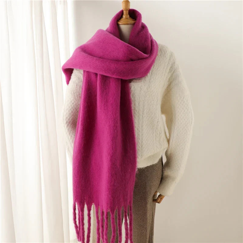 Soft Cashmere-Feel Fringe Scarf for Women – Extra Long Plaid Wrap for Fall & Winter | Thomler