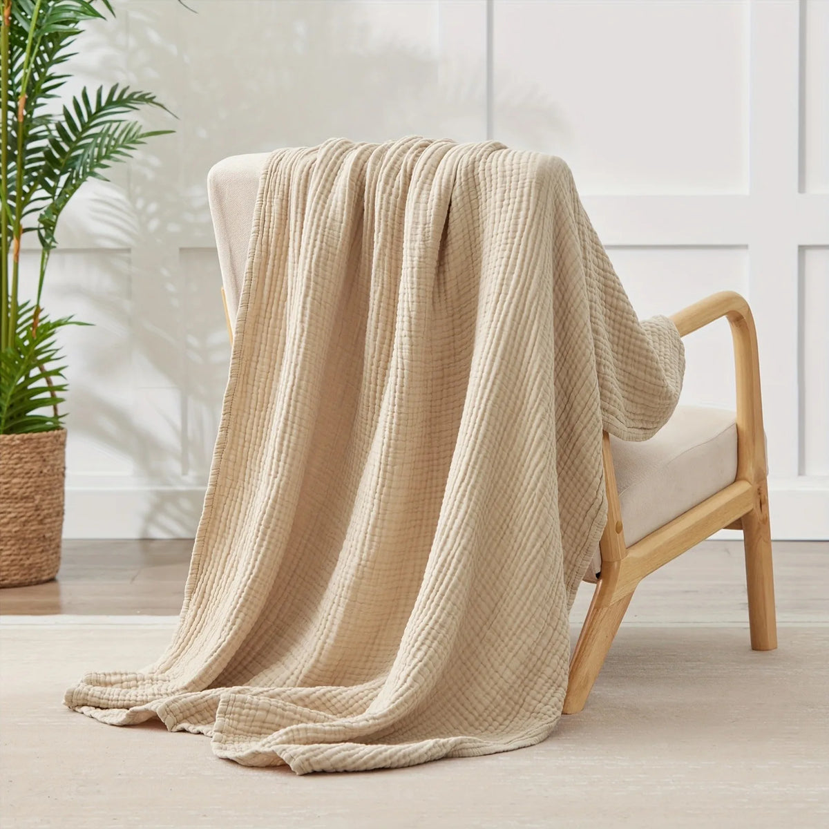 Six-Layer Gauze Throw – All-Season Breathable Cotton Coverlet for Couch, Bed & Travel | Thomler