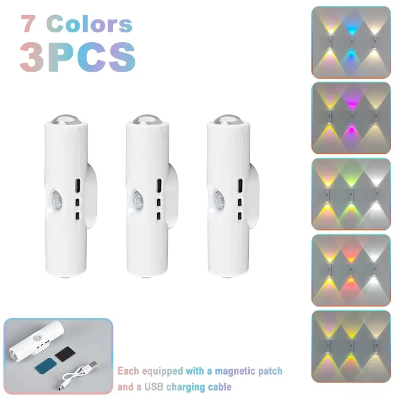 Rechargeable Dual-Head Motion Sensor RGB Spotlight Night Light for Closets Cabinets Hallways Bedrooms | Thomler