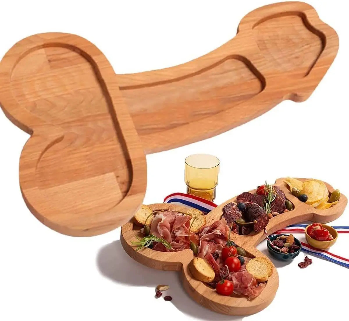 Wooden Charcuterie Board with Compartments for Cheese Snacks Appetizers Entertaining Party Platter Dark Wood Serving Tray for Game Night | Thomler