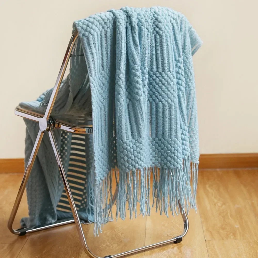 Chunky Knit Throw Blanket – Cozy Acrylic Sofa & Bed Cover for Living Room & Bedroom | Thomler