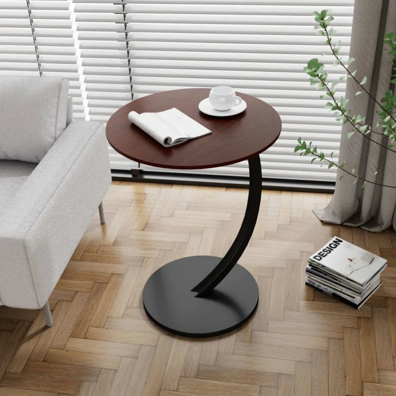 Circular Side Table with Wood Top & Metal Base – Space-Saving Accent for Living Room & Bedroom | Thomler