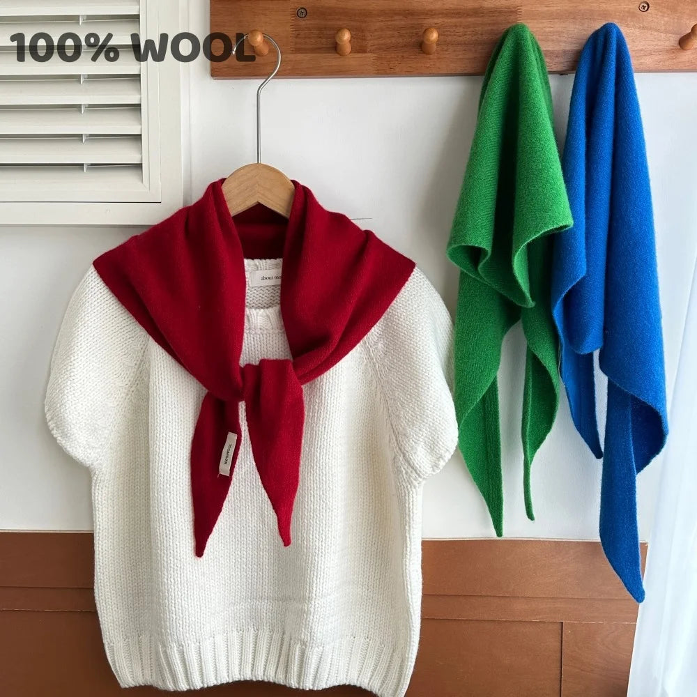 100% Wol Winter Sjaal Voor Vrouwen Warme Driehoek Gebreide Sjaals Hijab Effen Dame Sjaal Wrap Vrouwelijke Pashmina Bandana Hoofd Sjaals nieuwe
