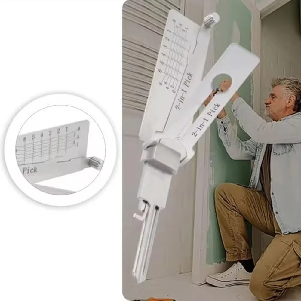 Locksmith Dual-Function Decoder and Pick Tool Stainless Steel Hook for Pin Tumbler Entry Work Professional Technician Key Reading Instrument | Thomler
