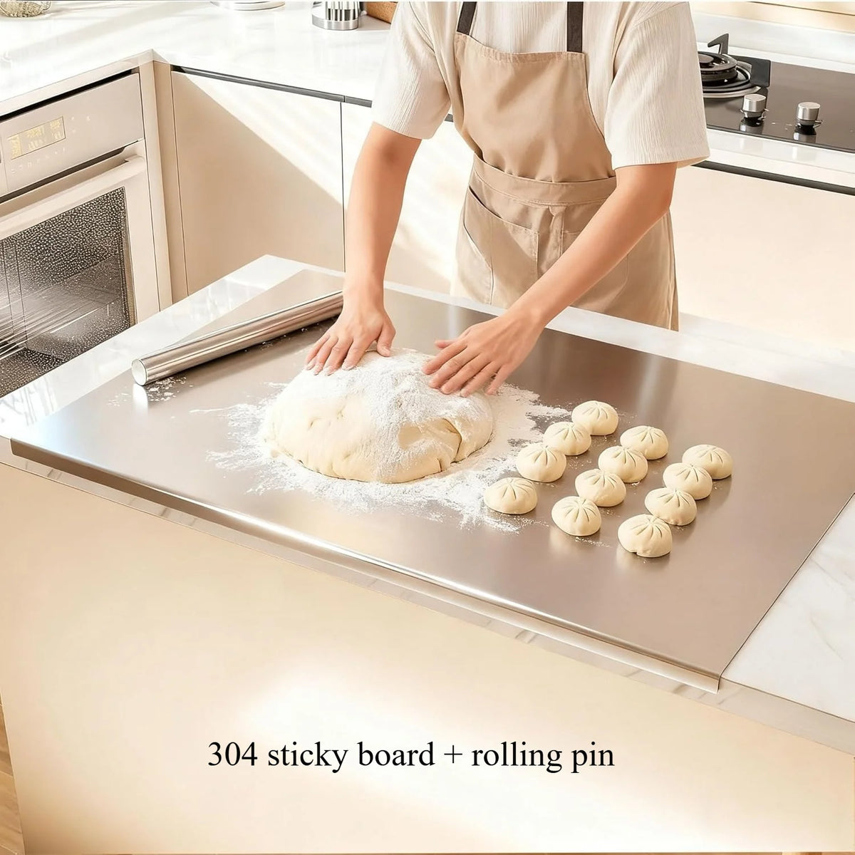Professional Kitchen Prep Surface – Heavy-Duty Metal Work Mat with Anti-Slip Rim for Meal Prep, Baking, and Everyday Cooking | Thomler