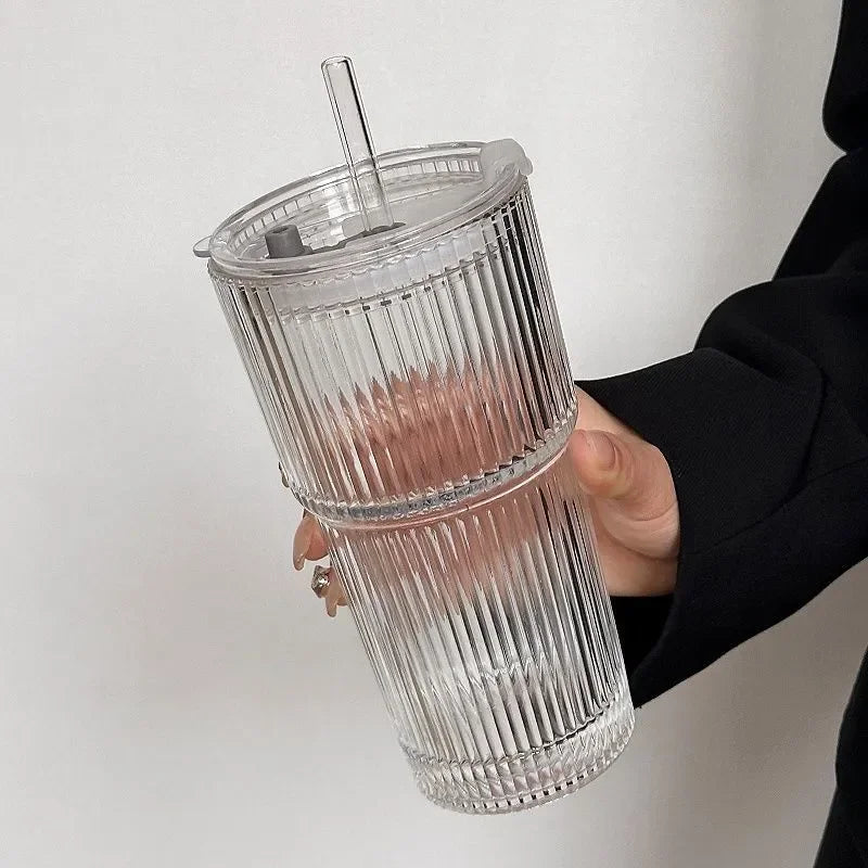 Travel Tumbler Borosilicate Glass 5 in 12 cm Heat-Resistant To-Go Cup Small Large Portable Coffee Tea Juice | Thomler