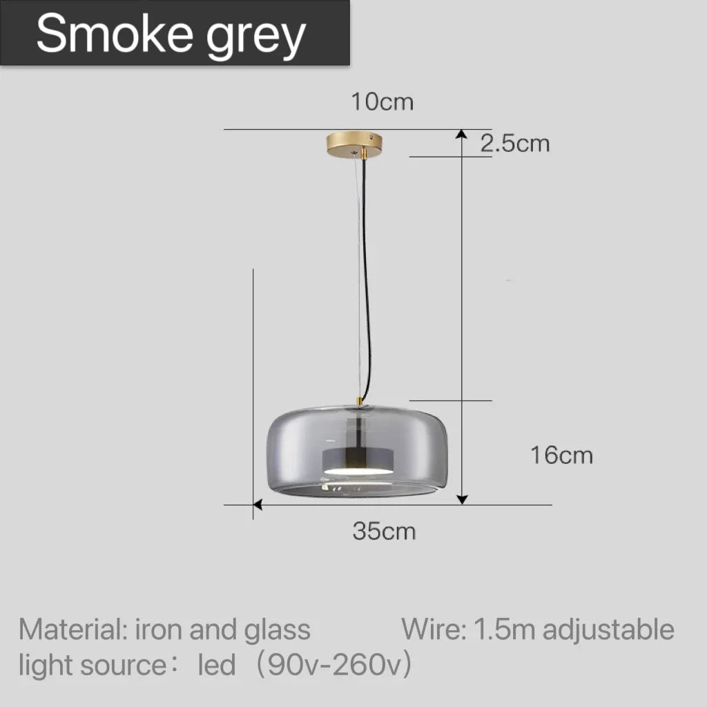 Glass Globe Hanging Fixture Adjustable Ceiling Light for Kitchen Island Dining Room Living Space | Amber Clear Gray in 6 10 or 14 Inch Diame | Thomler