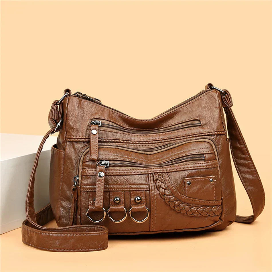 Retro-Inspired Shoulder Bag for Women – Faux Leather Crossbody Purse with Top Handle – Everyday Carryall with Interior Pockets – Classic | Thomler