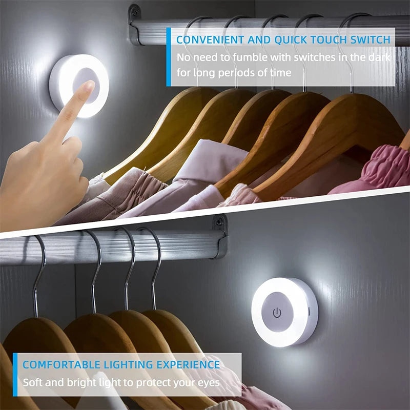 Rechargeable LED Night Light with Touch Control & Magnetic Base – Compact Round Glow for Hallways, Closets & Bedrooms | Thomler