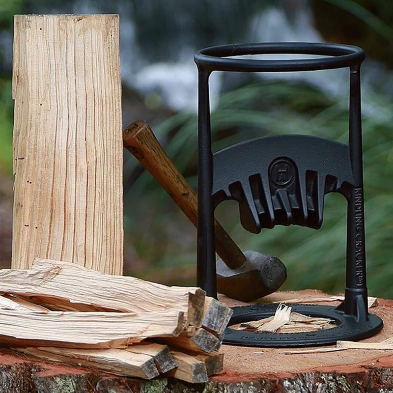 Manual Log Splitter for Firewood | Hand-Operated Wood Splitting Wedge | Heavy-Duty Steel Kindling Splitter for Hardwood & Softwood | Thomler