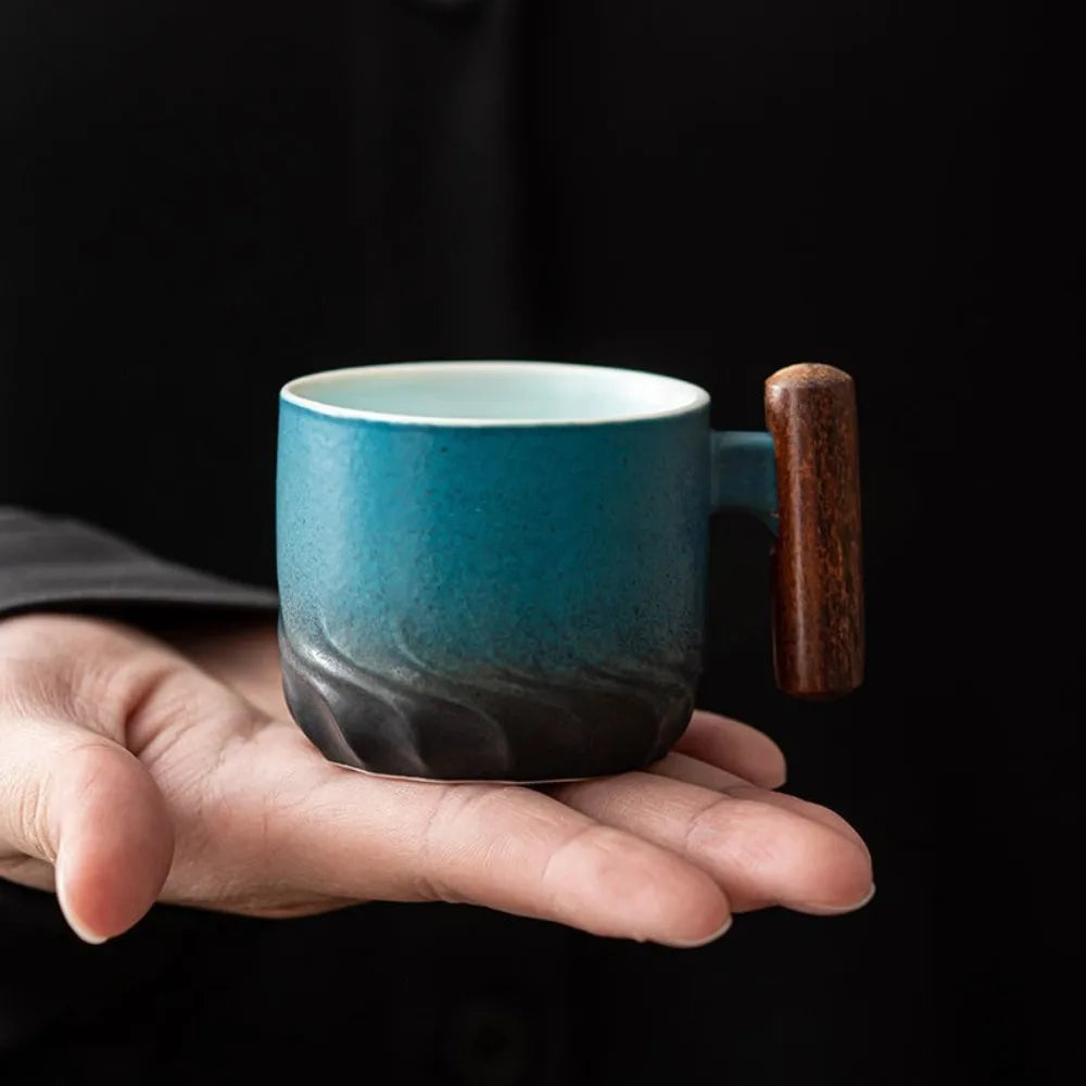Ceramic Coffee Mug 2 in Handcrafted Retro Design 3 in Compact Kitchen Cup Drinkware | Thomler
