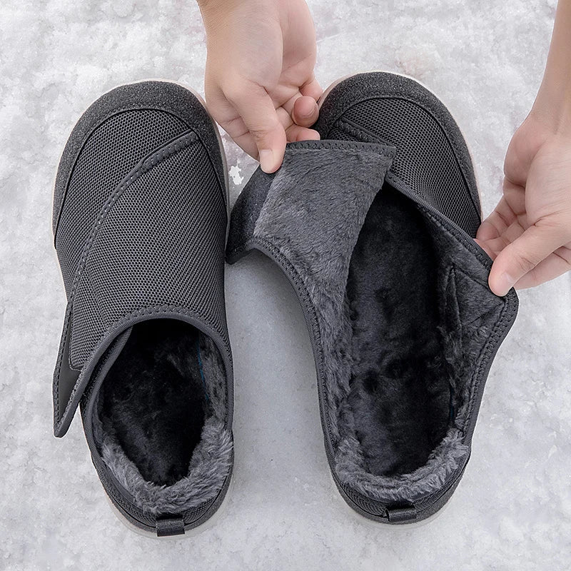 Extra-Wide Orthopedic Slip-On Sneakers with Fur Lining for Swollen Feet & Bunions – Adjustable Hook-and-Loop Senior Comfort Shoes | Thomler