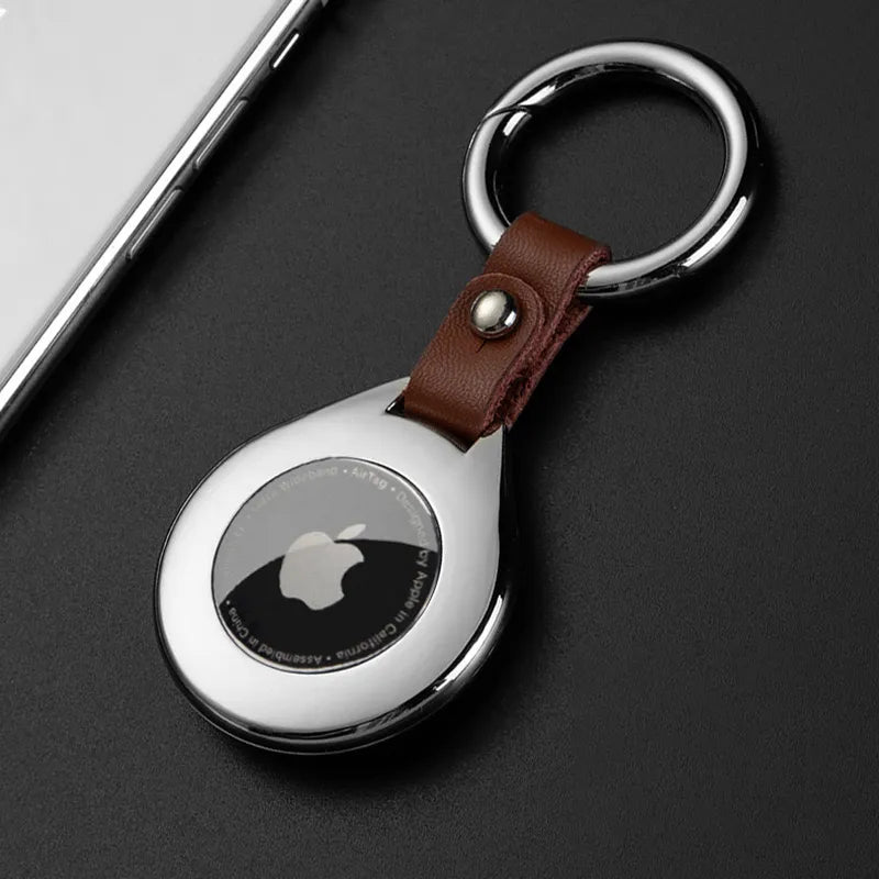 Genuine Leather AirTag Holder with Metal Keychain Ring for Apple AirTag Tracker Case Protective Cover Accessory for Keys Bags Luggage | Thomler