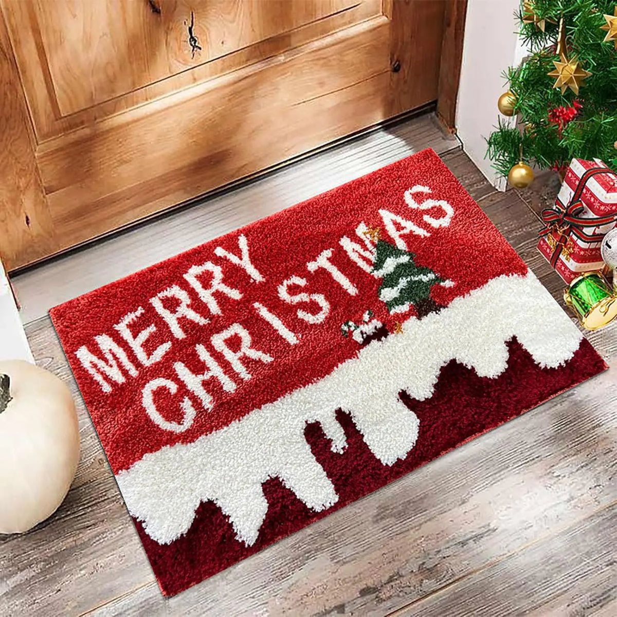 Holiday Door Mat Festive Welcome Rug Non-Slip Entry Decor for Front Porch Indoor Entryway Year-Round Seasonal Celebrations | Thomler