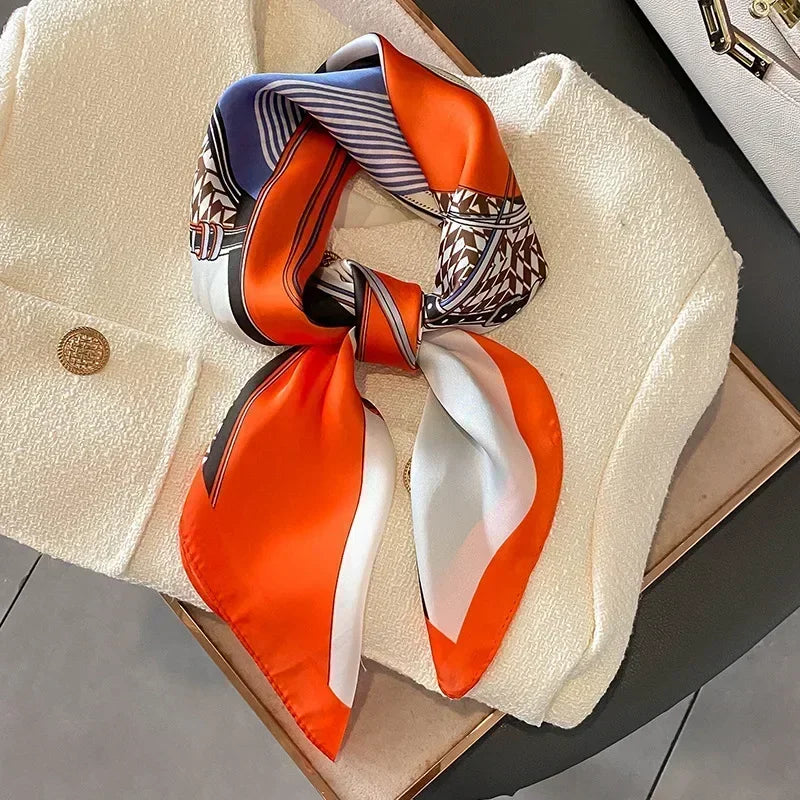 Equestrian Print Satin Square Scarf Neck Wrap Hair Accessory Head Covering 28 Inch Fashion Versatile Women's Silk-Feel Lightweight Bandana | Thomler
