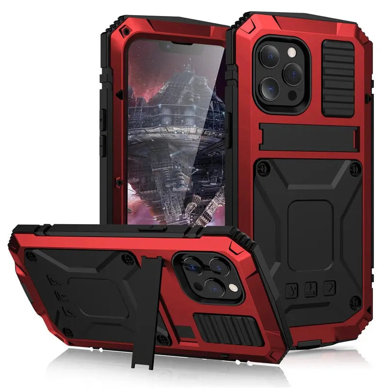 Heavy-Duty Metal Phone Case for iPhone 14, 13, 12, 11 – Full-Edge Protection with Raised Camera Guard & Tactile Grip | Thomler