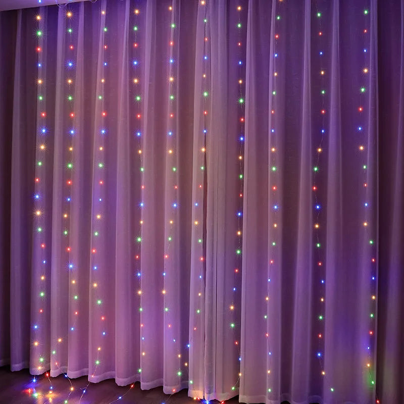 USB Waterfall String Lights with Remote Control 8 Modes LED Fairy Light Backdrop for Bedroom Wedding Party Indoor Decor | Thomler