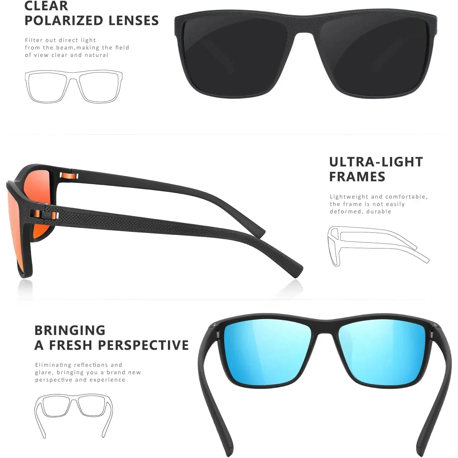 Polarized Sunglasses 3-Pack Set UV400 Protection Outdoor Eyewear for Men Women Driving Fishing Beach Sports | Thomler