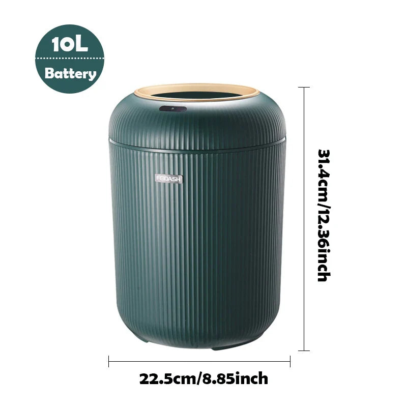 Trash Can Plastic 10.0 L Motion Sensor Wooden Legs Kitchen Bathroom Touchless Waste Bin Scandinavian Style | Thomler