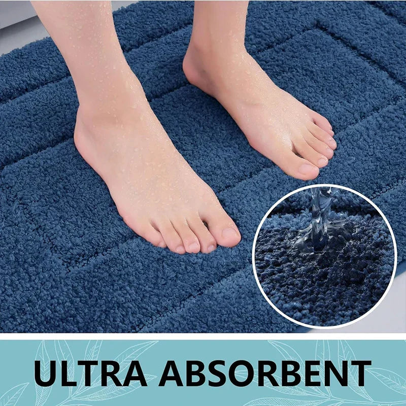 Double-Layer Microfiber Bath Mat with Non-Slip Backing – Ultra Absorbent Plush Velvet Bathroom Rug for Safety & Comfort | Thomler