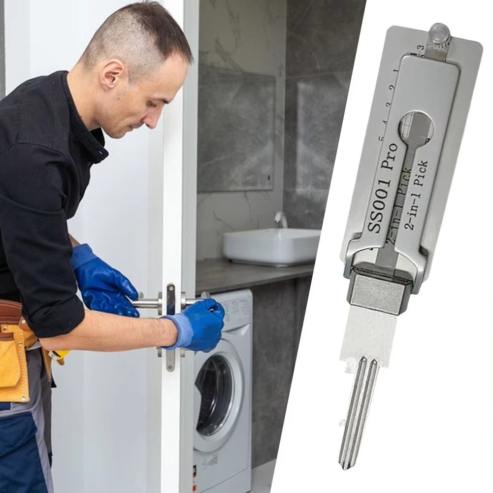 Locksmith Dual-Function Decoder and Pick Tool Stainless Steel Hook for Pin Tumbler Entry Work Professional Technician Key Reading Instrument | Thomler