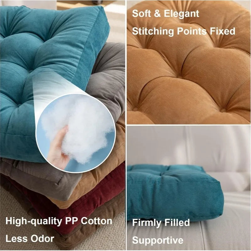 Tufted Square Meditation Cushion 17×17 or 21×21 in Thick Floor Seating Yoga Pillow for Living Room Game Nook Balcony Reading Corner | Thomler