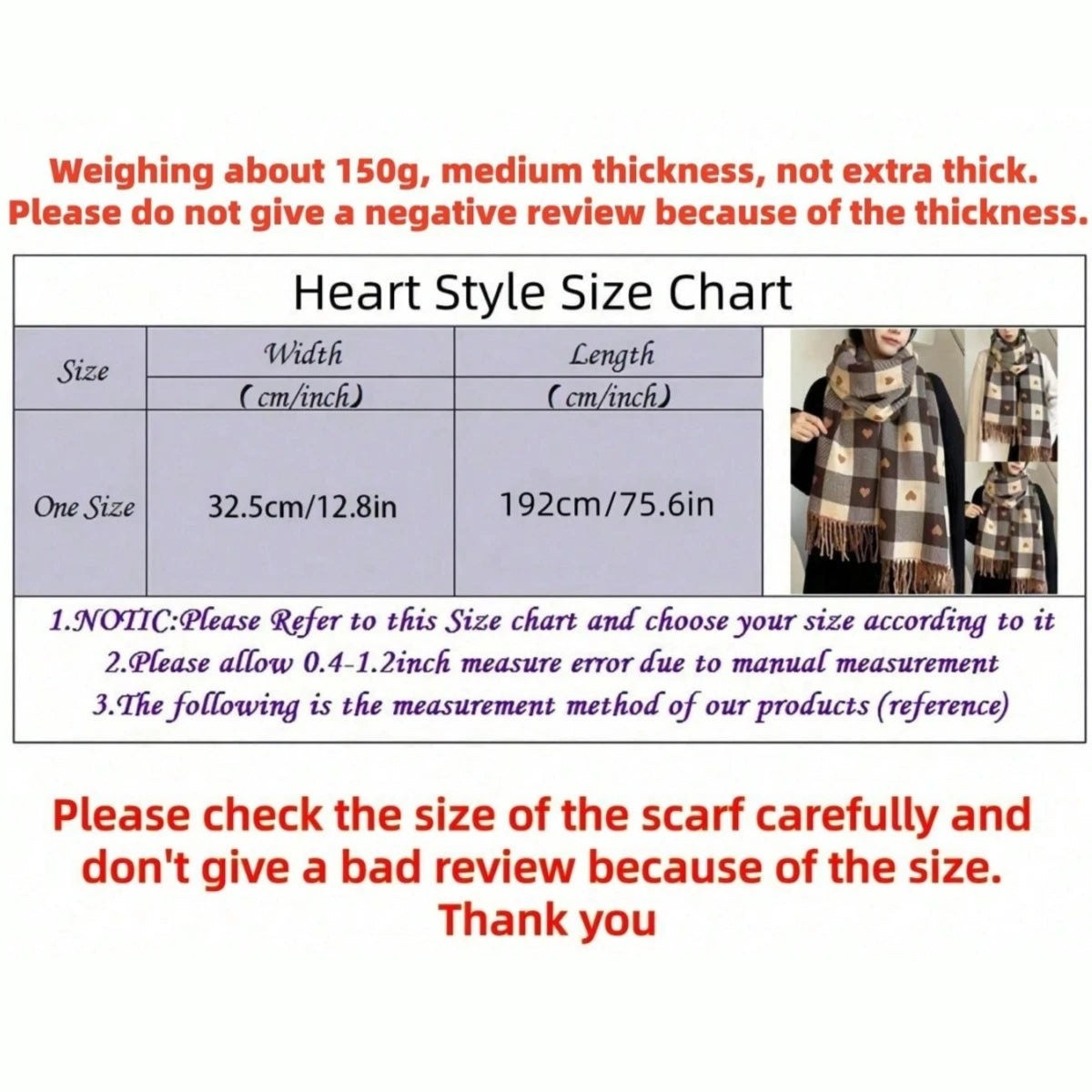 Oversized Plaid Blanket Scarf for Women – Cozy Heart-Motif Wrap for Fall & Winter | Thomler