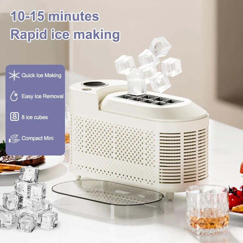 Ice Maker ABS Aluminium 21.6 cm Portable Home Office Camping Ice Cube Machine Fast Countertop Cooling Appliance | Thomler