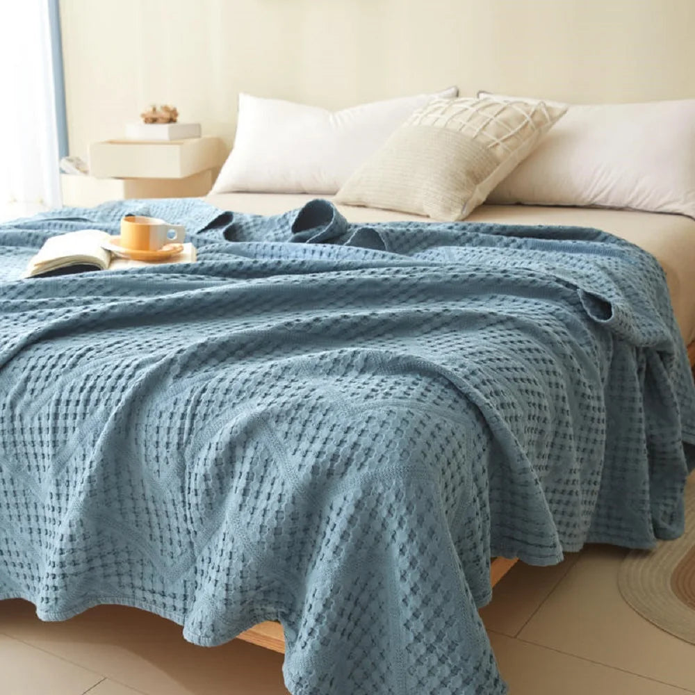 Lightweight Cotton Muslin Throw Blanket for Couch, Bed & Travel – Breathable All-Season Woven Cover | Thomler