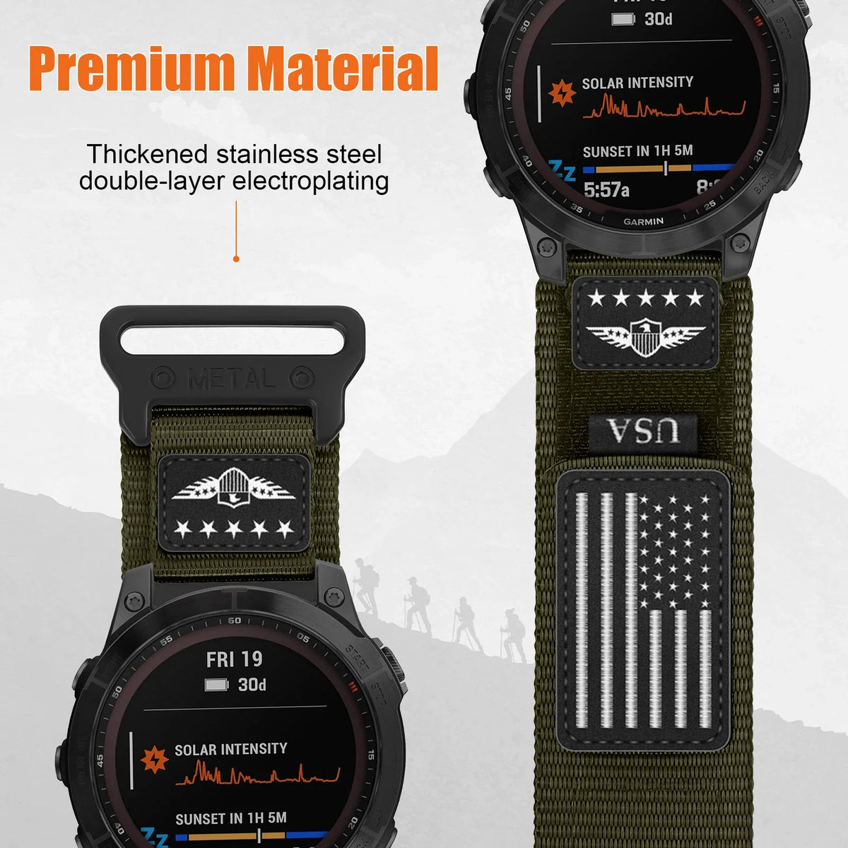 QuickFit Woven Nylon Watch Band for Garmin Fenix – Adjustable Tactical Fitness Strap for Running, Hiking & Everyday Wear | Thomler