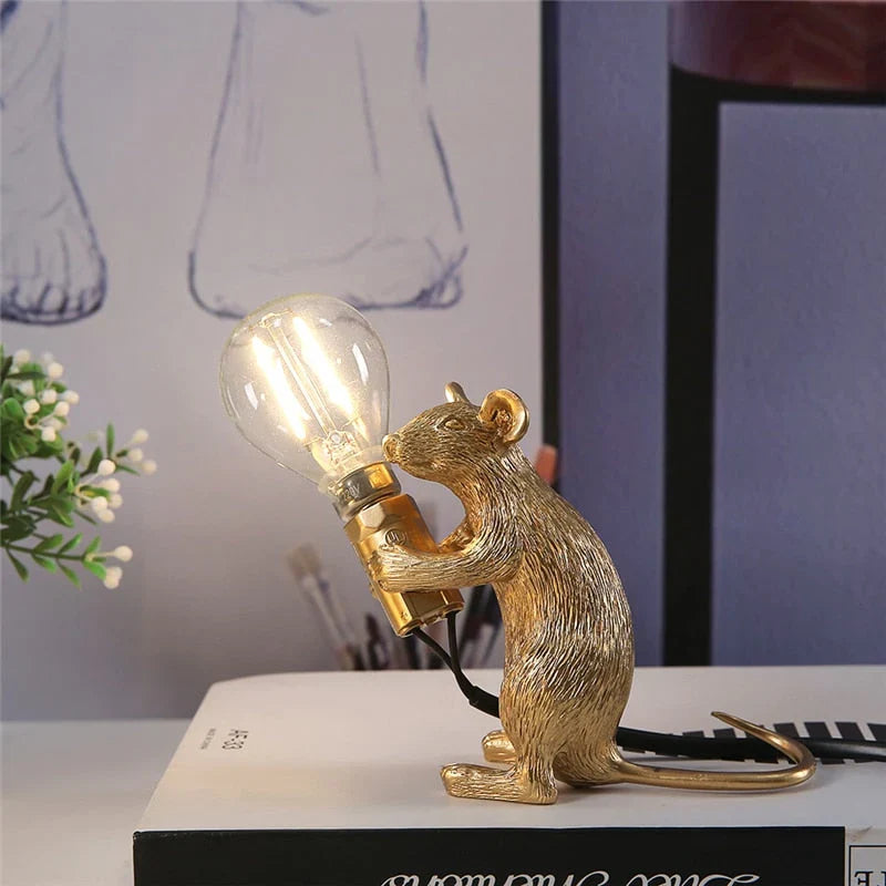 Whimsical Mouse Table Lamp with LED Light – Charming Resin Animal Décor for Bedroom, Living Room & Kids Room | Thomler