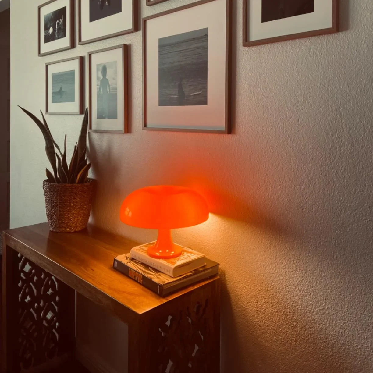 Table Lamp PVC 28.0 cm Orange Bedroom Living Room Mushroom Desk Light Retro Accent Lighting | Thomler