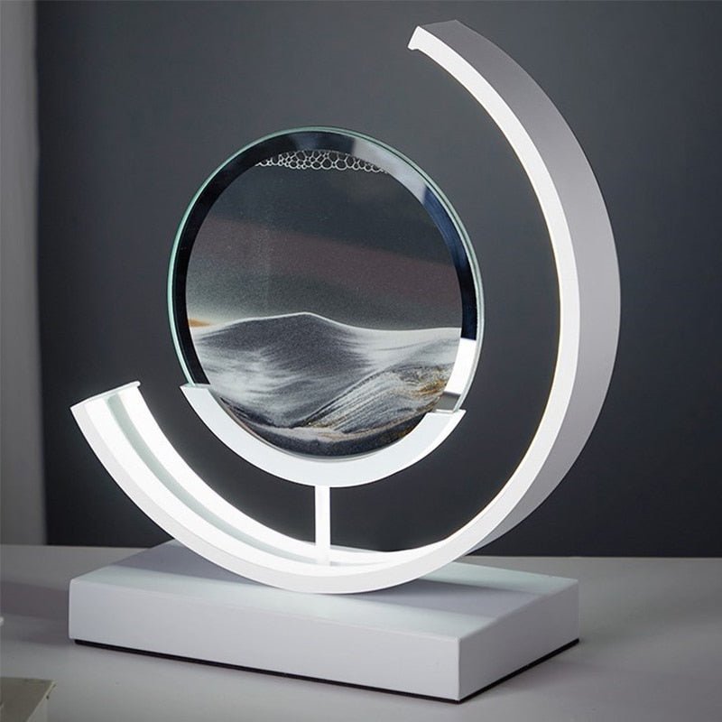 Rotating Sand Art LED Desk Lamp – Motion Sculpture with Warm Light for Office, Bedroom & Living Room Décor | Thomler