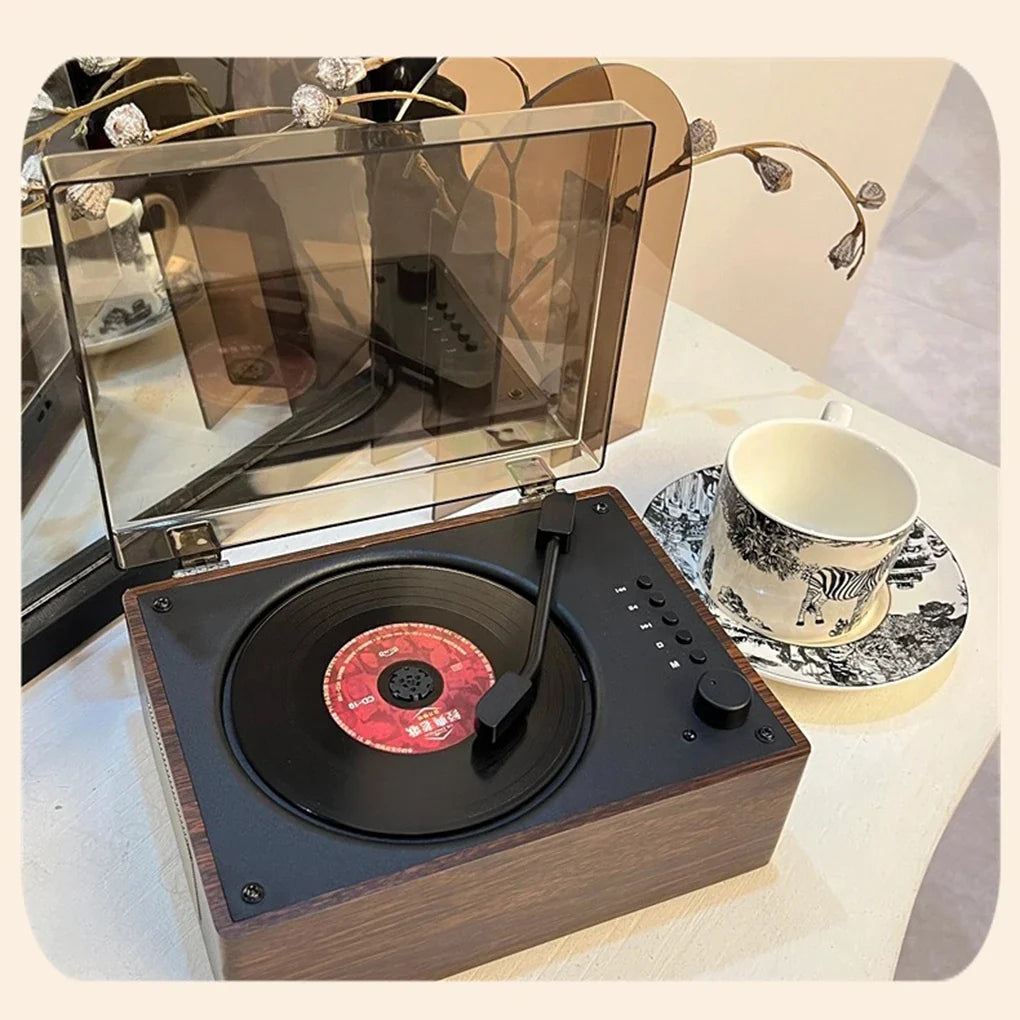 CD Player Wood Finish 20.0 cm Bluetooth 5.1 Portable Home Music Speaker USB AUX Vintage Audio System | Thomler