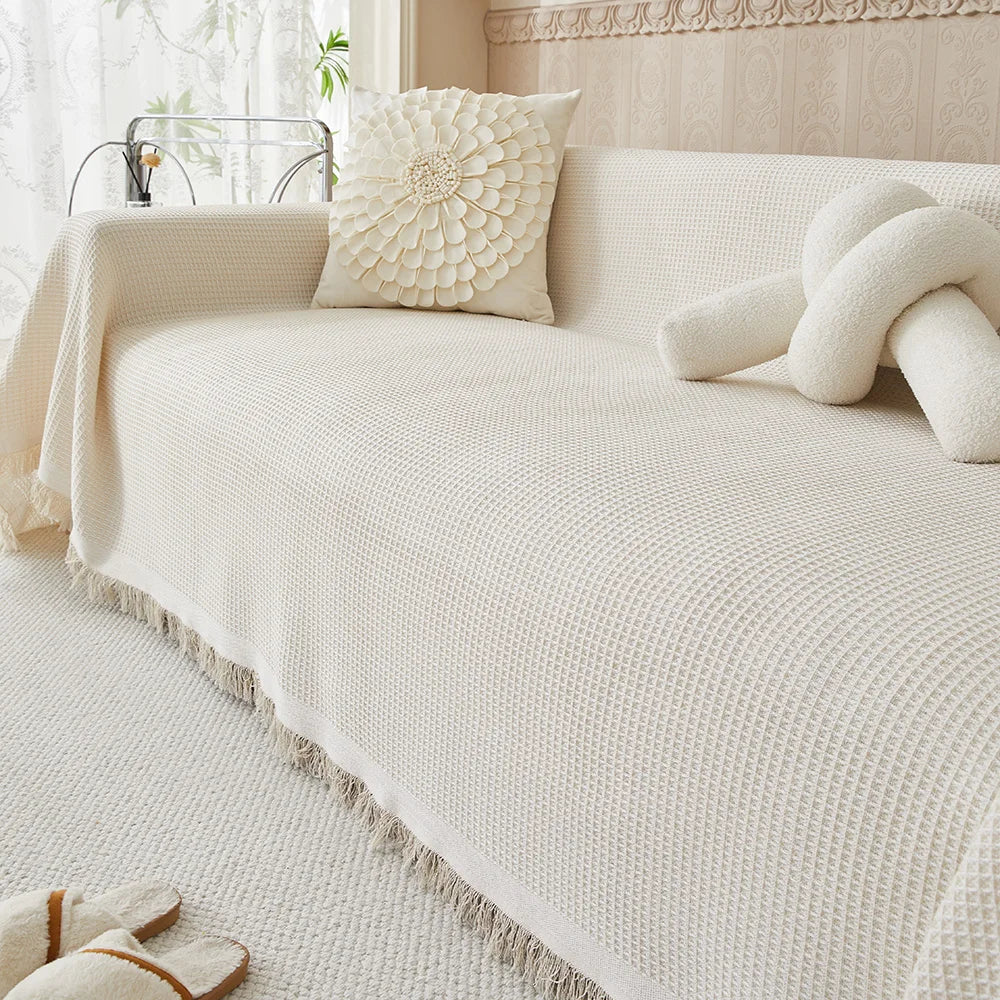 Sofa Cover Cotton Blend 180.0 x 260.0 cm Scandinavian Living Room Throw Protector Minimalist Furniture Slipcover | Thomler