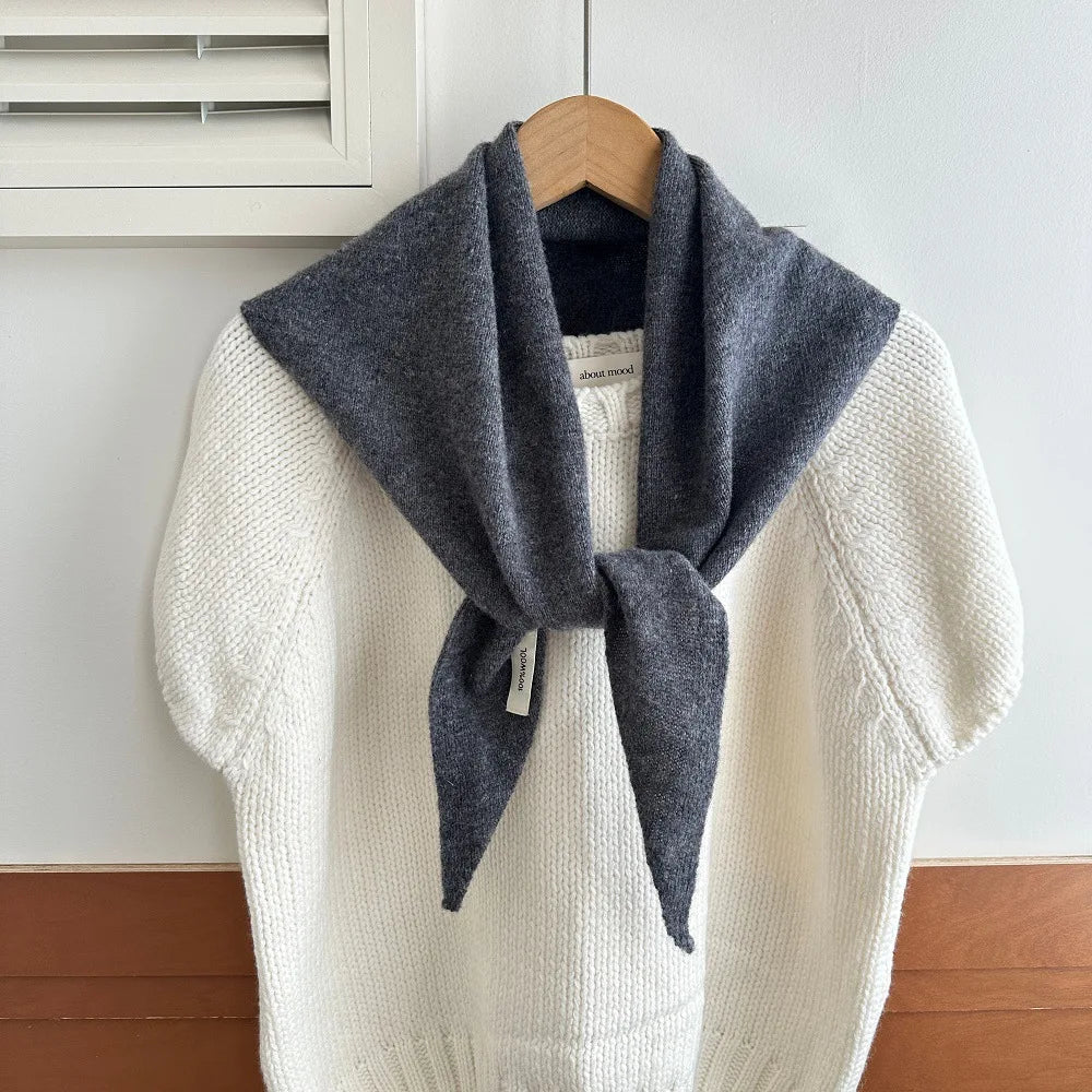 Pure Wool Triangle Scarf for Women – Cold-Weather Neck Wrap & Head Covering – Solid Color Shawl 24×51 in | Thomler