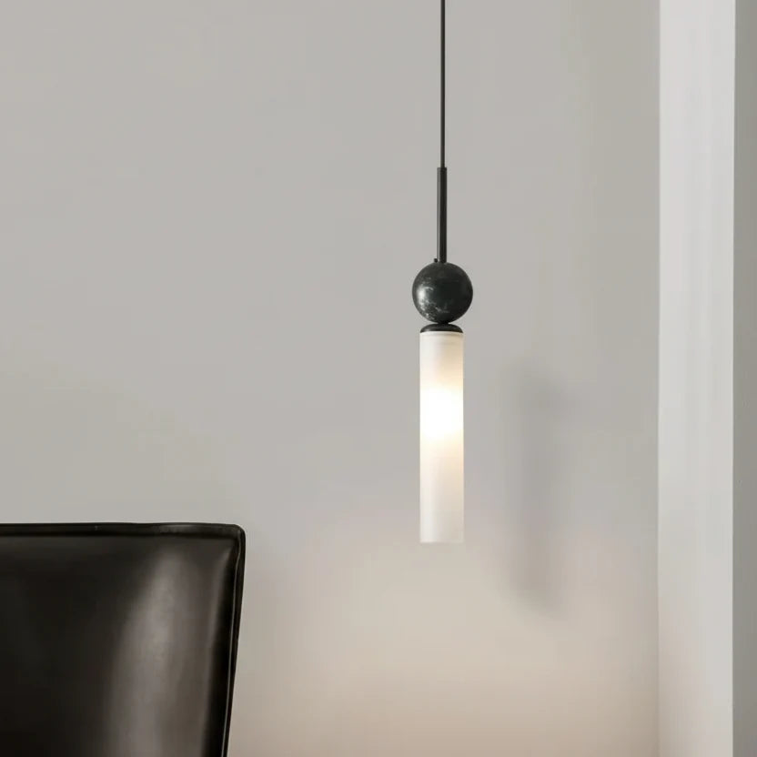Natural Stone Column Pendant Light – LED Tubular Ceiling Fixture with Adjustable Cord for Kitchen Island & Dining Room | Thomler