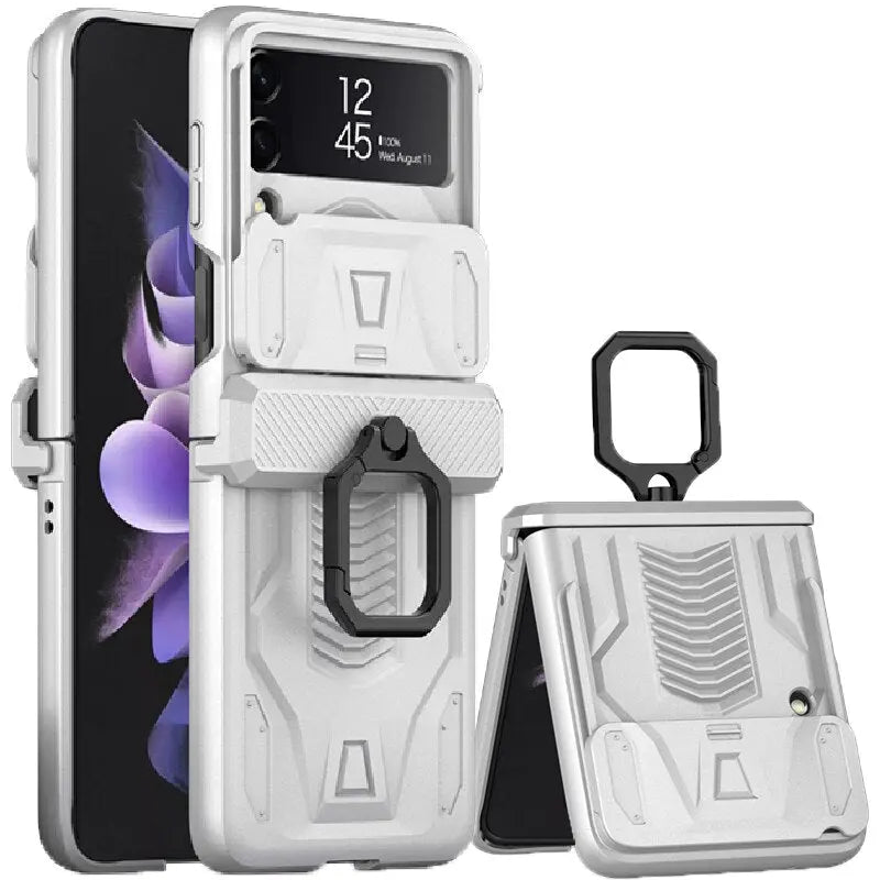 Foldable Phone Protective Cover with Magnetic Kickstand Ring for Samsung Galaxy Z Flip 4 & Z Flip 3 – Dual-Layer Shockproof Design | Thomler