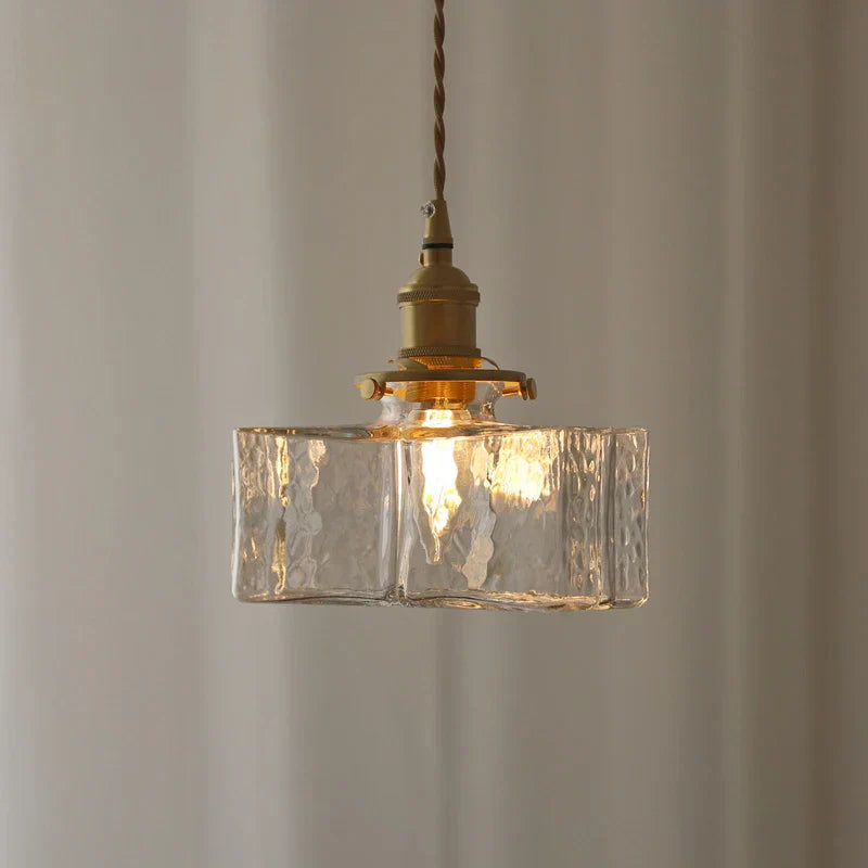 Pendant Light Glass 25.0 cm Transparent Brass Dining Room Kitchen Island Ceiling Lamp | Thomler