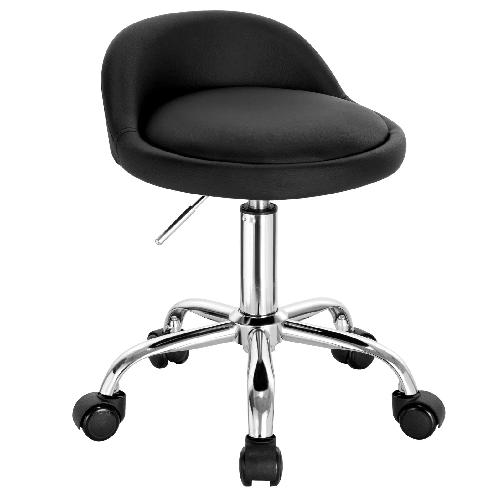 Rolling Stool Velvet Height Adjustable 53.0–65.5 cm Home Office Dressing Table Swivel Chair With Wheels | Thomler